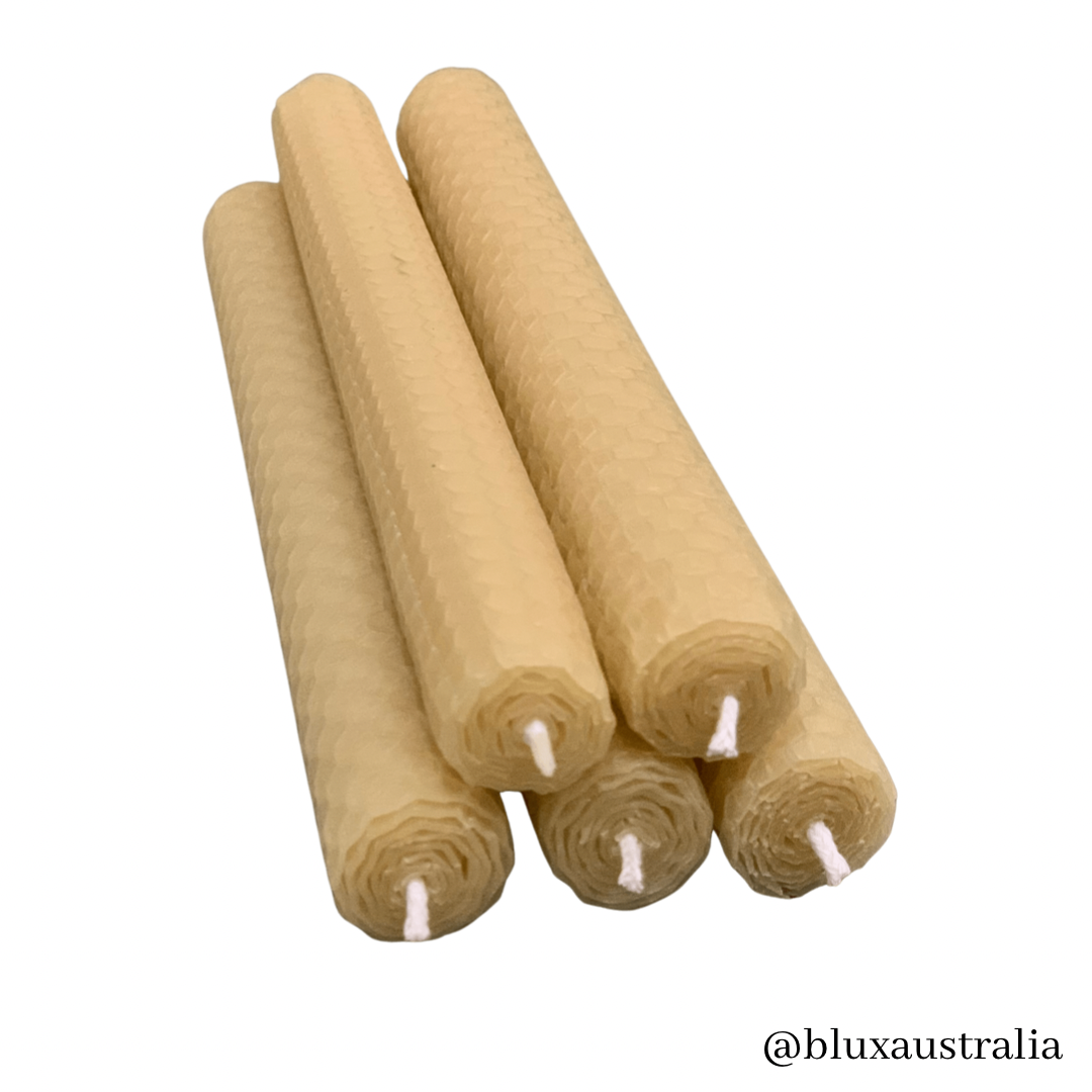 Hand-rolled  Beeswax Candles - 20cm Tall  (Set of 2)